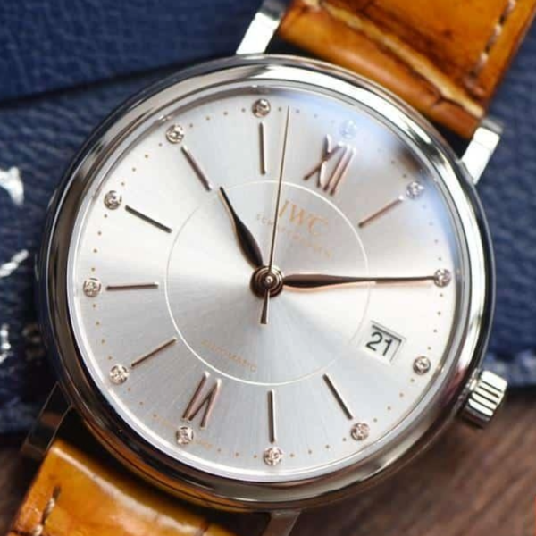 M+공장 IWC 포르토피노 레이디 화이트골드 그린 악어 레더 스트랩 37mm IW458101