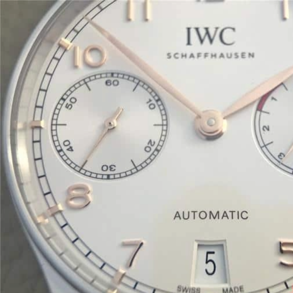 ZF공장 IWC 포르투기저 세븐데이즈 스틸 화이트 다이얼 레더 스트랩 42.3mm IW500704