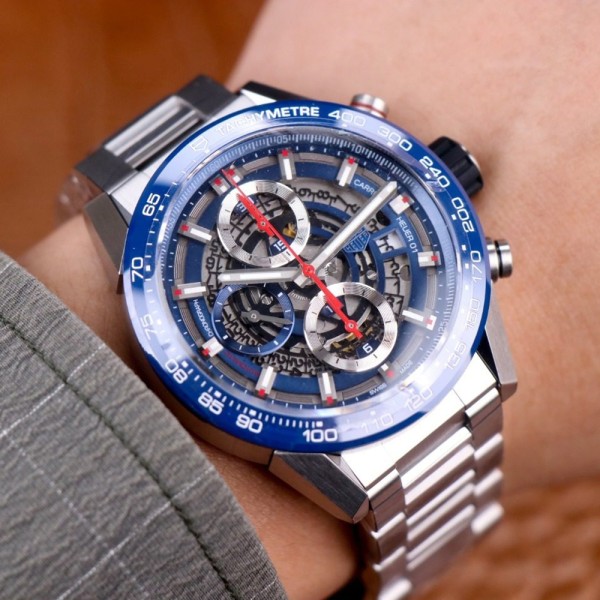 XF공장 태그호이어 까레라 크로노그래프 세라믹 블루 다이얼 200개 한정판 43mm CAR201T.BA0766