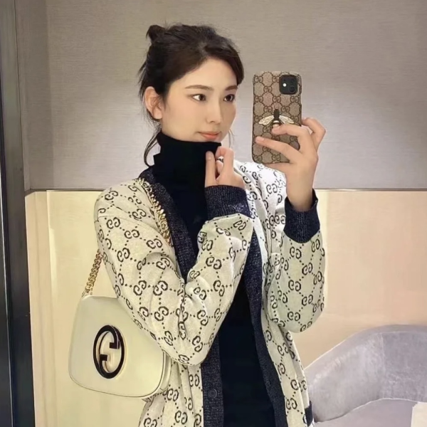 구찌 GG 자카드 울 혼방 롱 가디건