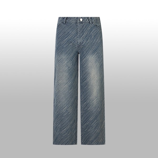 루이비통 워싱 슬러브 코튼 데님 팬츠