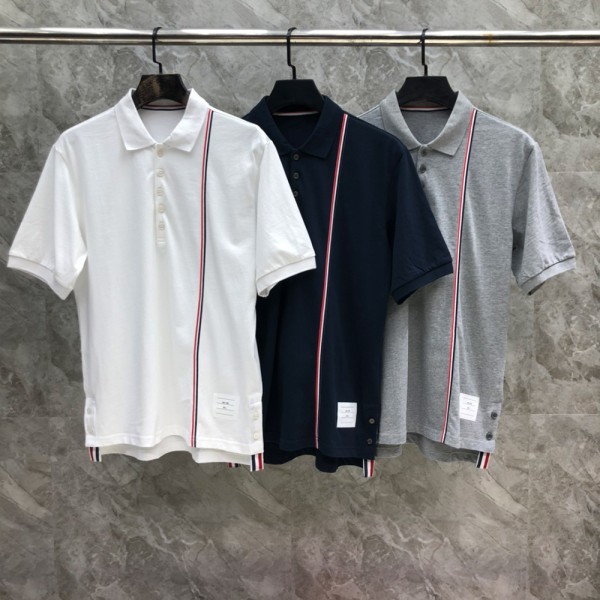 톰브라운 24SS 웨빙 플레인 라펠 폴로 반팔