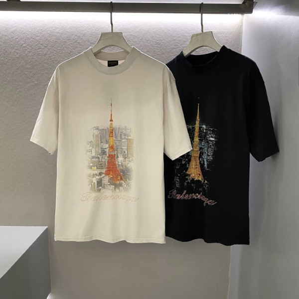 발렌시아가 24SS 파리 프린팅 반팔 티셔츠