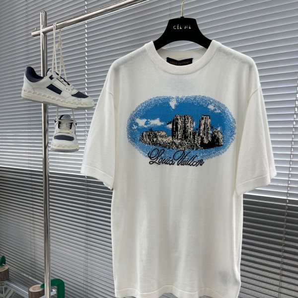 루이비통 그래픽 쇼트 슬리브드 코튼 크루넥