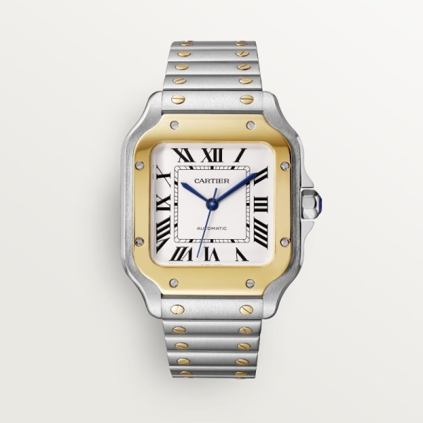 CARTIER 까르띠에 산토스 드 까르띠에 35.1mm 화이트 다이얼 오토매틱 메탈 시계 W2SA0016