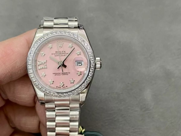 GS공장 롤렉스 레이디 데이저스트 핑크 다이얼 다이아몬드 마커 실버 28mm 279173