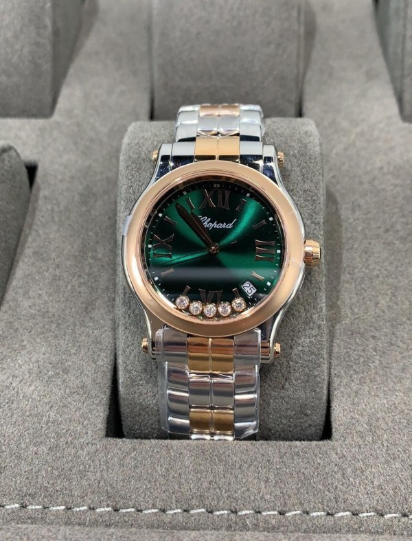 NR공장 쇼파드 해피 스포트 그린 다이얼 RG콤비 36mm 278582-6006