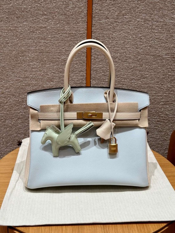 올수공 에르메스 버킨 30 T0/Blue Brume/i2/Nata 쉐브르 가죽 골드 하드웨어