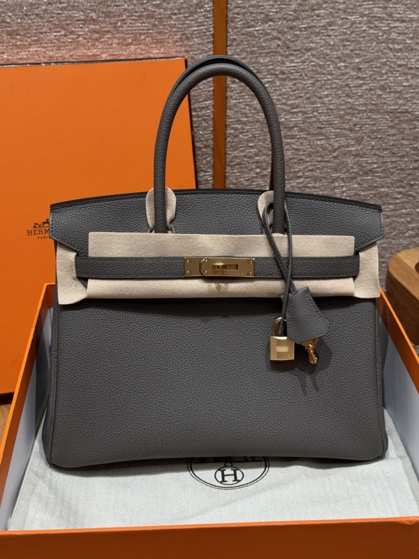올수공 에르메스 버킨 30 8F/Girs Etain 토고 가죽 골드 하드웨어