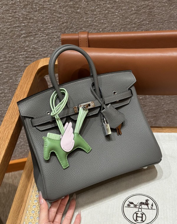 올수공 에르메스 버킨 25 Gris Meyer 토고 가죽 실버 하드웨어