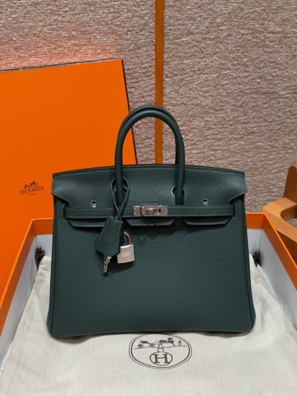 올수공 에르메스 버킨 25 1T/Vert Titien 토고 가죽 실버 하드웨어