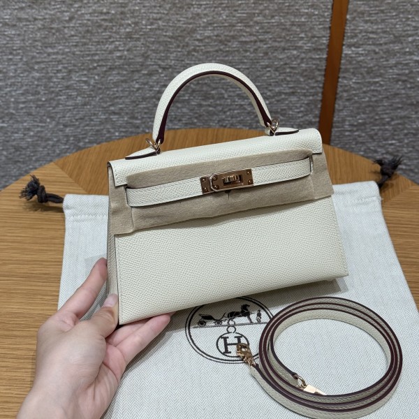 올수공 에르메스 미니 켈리 Nata 엡송 가죽 로즈골드 하드웨어