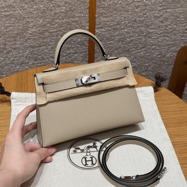 올수공 에르메스 미니 켈리 Trench 엡송 가죽 실버 하드웨어